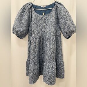 Madewell Quilted Blue Floral Dress